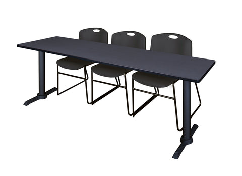 Regency Cain 48 x 24 in. TBase Training Seminar Table & 2 Zeng Stack Chairs