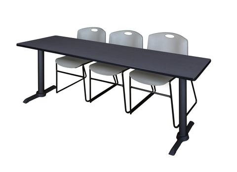 Regency Cain 48 x 24 in. TBase Training Seminar Table & 2 Zeng Stack Chairs