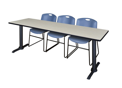 Regency Cain 48 x 24 in. TBase Training Seminar Table & 2 Zeng Stack Chairs