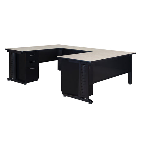 Regency Fusion 66 x 72 in. U Shaped Desk with Double Pedestal Drawer Unit