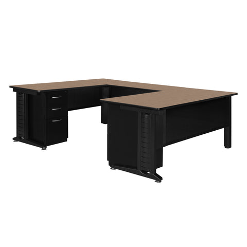 Regency Fusion 66 x 72 in. U Shaped Desk with Double Pedestal Drawer Unit