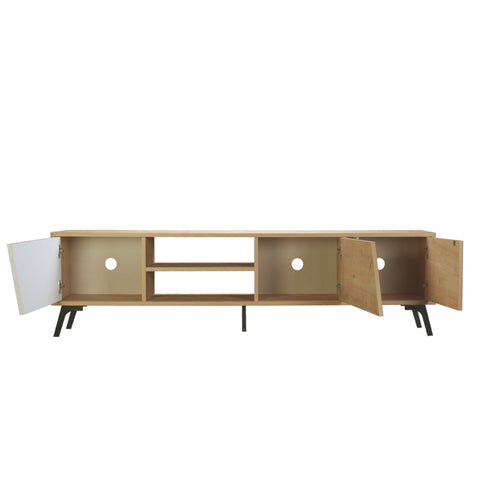 Niche Entertainment TV Stand with Storage Cabinets up to 70 inch TV -  Light Oak / White