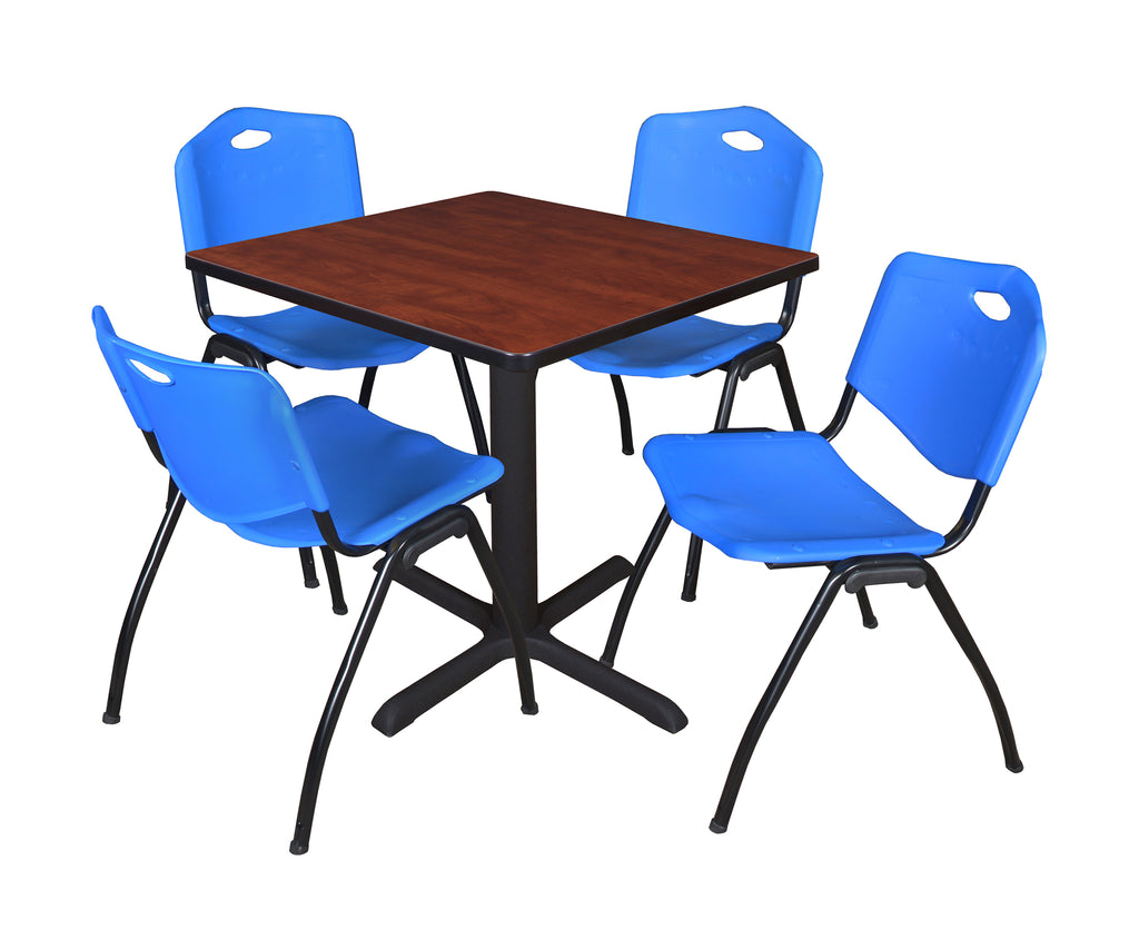 Regency Cain 30 in. Square XBase Breakroom Table & 4 M Stack Chairs