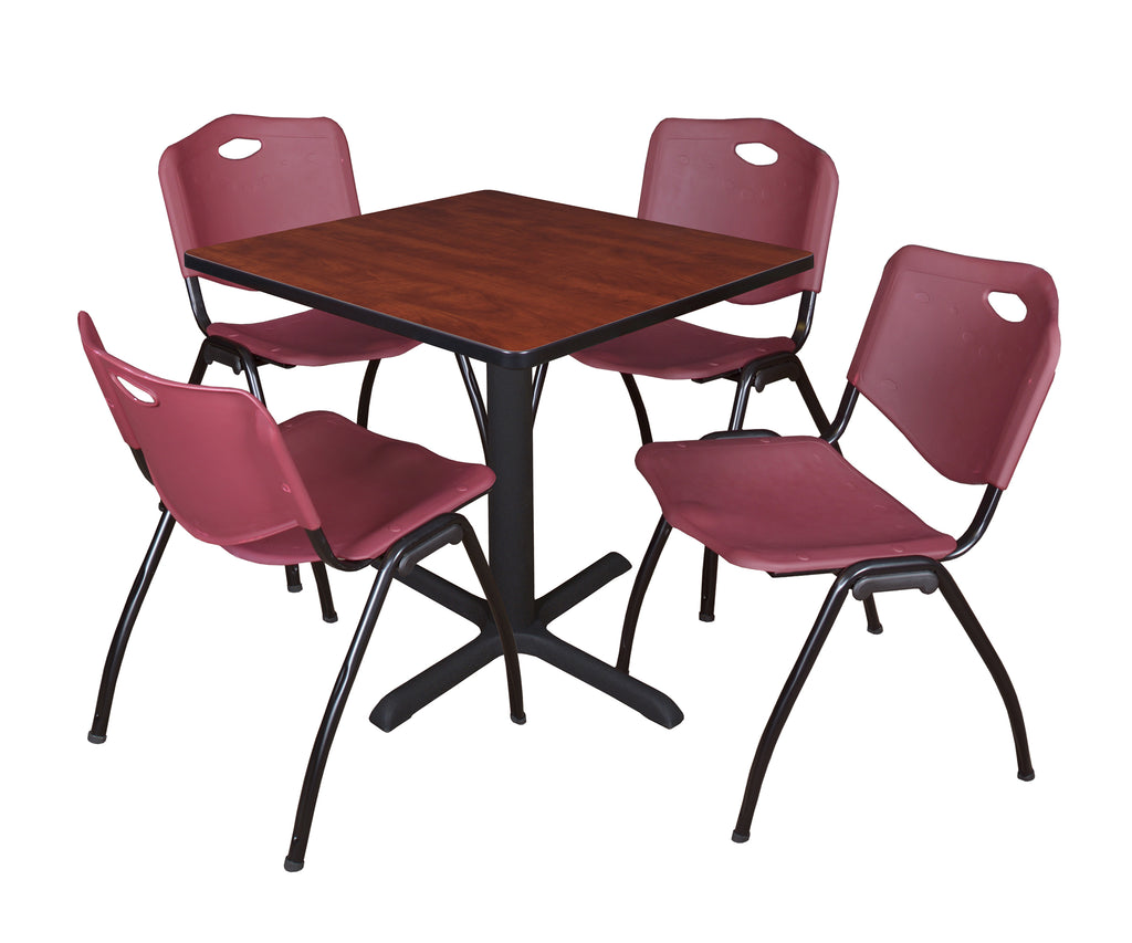 Regency Cain 30 in. Square XBase Breakroom Table & 4 M Stack Chairs