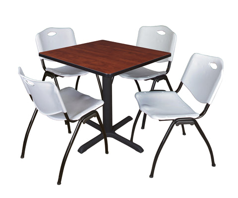 Regency Cain 30 in. Square XBase Breakroom Table & 4 M Stack Chairs