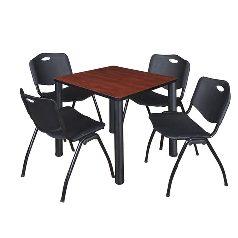 Regency Kee 30 in Square Breakroom Table Top Black Legs 4 M Stack Chairs