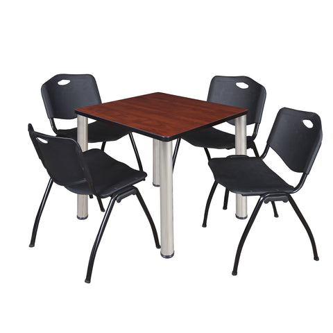 Regency Kee 30 in Square Breakroom Table Top Black Legs 4 M Stack Chairs