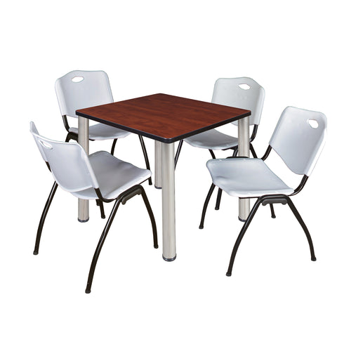 Regency Kee 30 in Square Breakroom Table Top Black Legs 4 M Stack Chairs
