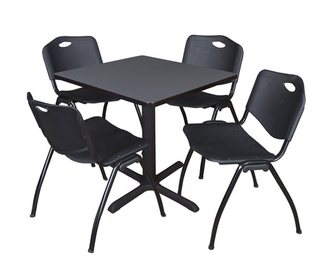 Regency Cain 30 in. Square XBase Breakroom Table & 4 M Stack Chairs