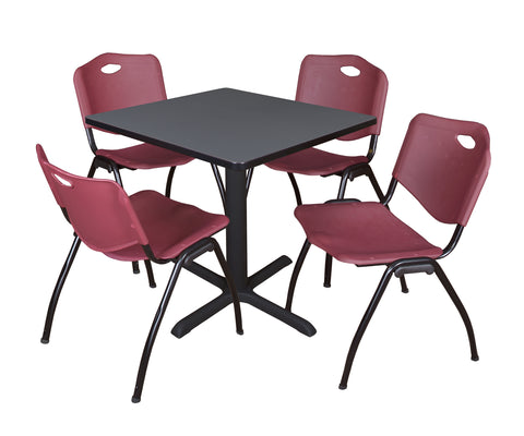 Regency Cain 30 in. Square XBase Breakroom Table & 4 M Stack Chairs