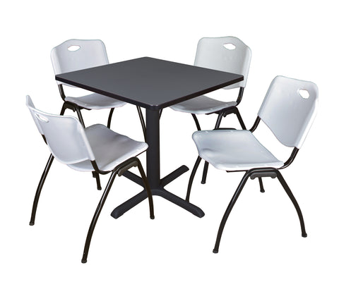 Regency Cain 30 in. Square XBase Breakroom Table & 4 M Stack Chairs