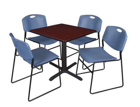 Regency Cain 30 in. Square XBase Breakroom Table & 4 Zeng Stack Chairs
