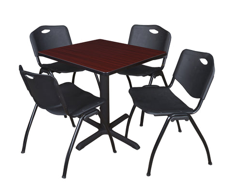 Regency Cain 30 in. Square XBase Breakroom Table & 4 M Stack Chairs