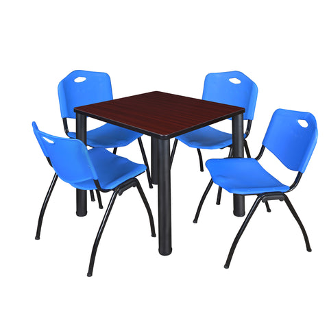 Regency Kee 30 in Square Breakroom Table Top Black Legs 4 M Stack Chairs