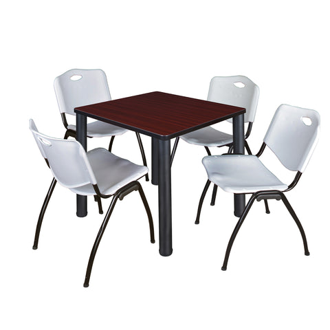 Regency Kee 30 in Square Breakroom Table Top Black Legs 4 M Stack Chairs