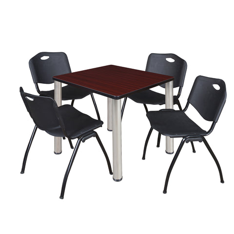 Regency Kee 30 in Square Breakroom Table Top Black Legs 4 M Stack Chairs