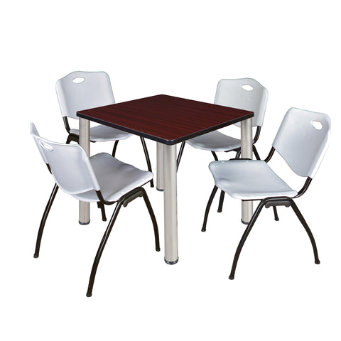 Regency Kee 30 in Square Breakroom Table Top Black Legs 4 M Stack Chairs