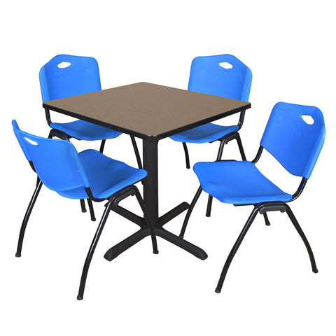 Regency Cain 30 in. Square XBase Breakroom Table & 4 M Stack Chairs