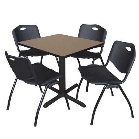 Regency Cain 30 in. Square XBase Breakroom Table & 4 M Stack Chairs