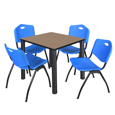 Regency Kee 30 in Square Breakroom Table Top Black Legs 4 M Stack Chairs