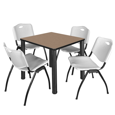Regency Kee 30 in Square Breakroom Table Top Black Legs 4 M Stack Chairs