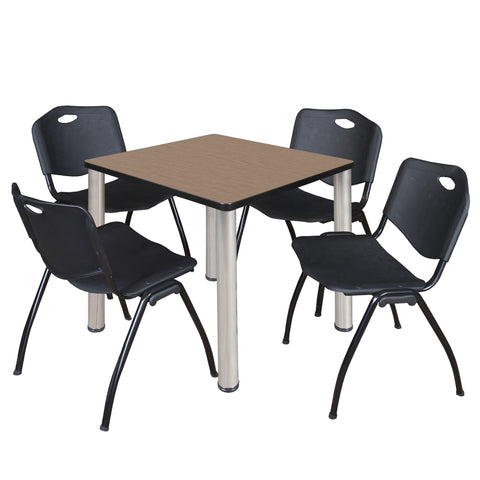 Regency Kee 30 in Square Breakroom Table Top Black Legs 4 M Stack Chairs