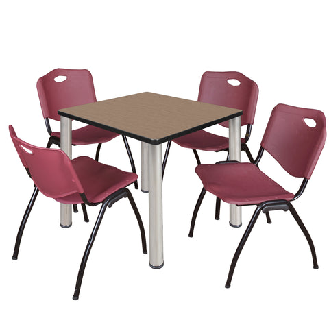Regency Kee 30 in Square Breakroom Table Top Black Legs 4 M Stack Chairs