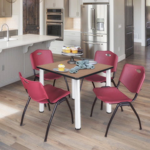 Noble Oak / Chrome / Burgundy / 30 x 30