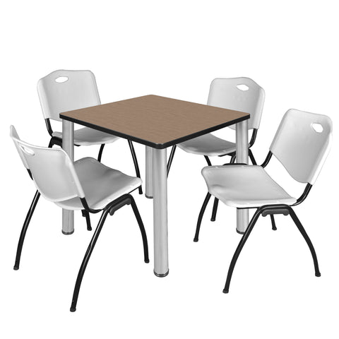 Regency Kee 30 in Square Breakroom Table Top Black Legs 4 M Stack Chairs