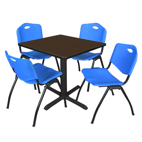 Regency Cain 30 in. Square XBase Breakroom Table & 4 M Stack Chairs