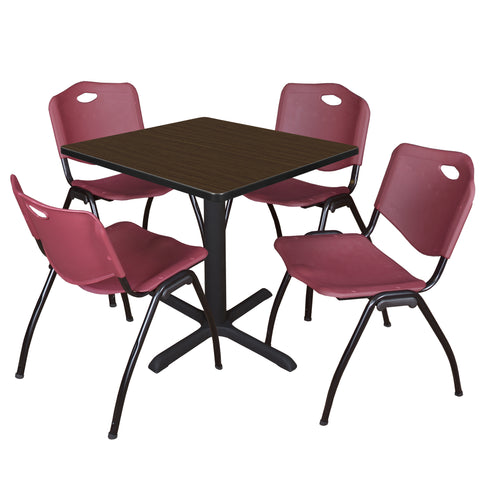 Regency Cain 30 in. Square XBase Breakroom Table & 4 M Stack Chairs