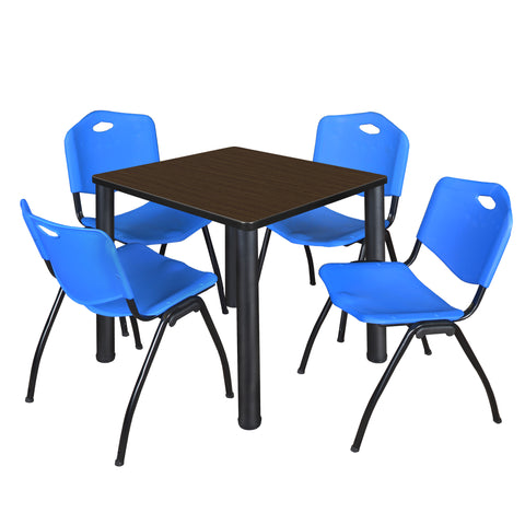 Regency Kee 30 in Square Breakroom Table Top Black Legs 4 M Stack Chairs
