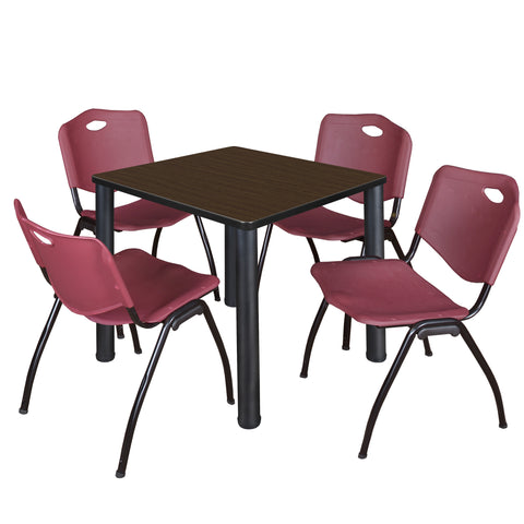 Regency Kee 30 in Square Breakroom Table Top Black Legs 4 M Stack Chairs