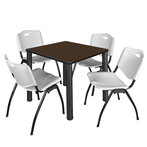 Regency Kee 30 in Square Breakroom Table Top Black Legs 4 M Stack Chairs