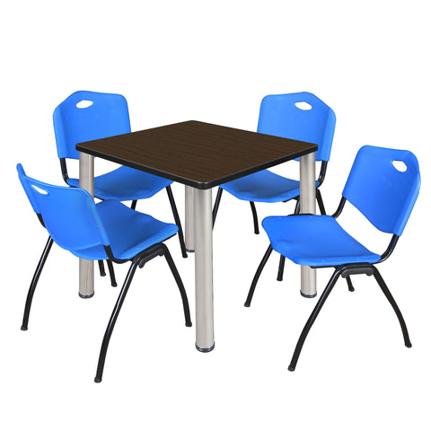 Regency Kee 30 in Square Breakroom Table Top Black Legs 4 M Stack Chairs