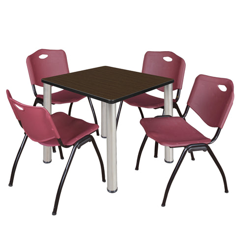 Regency Kee 30 in Square Breakroom Table Top Black Legs 4 M Stack Chairs