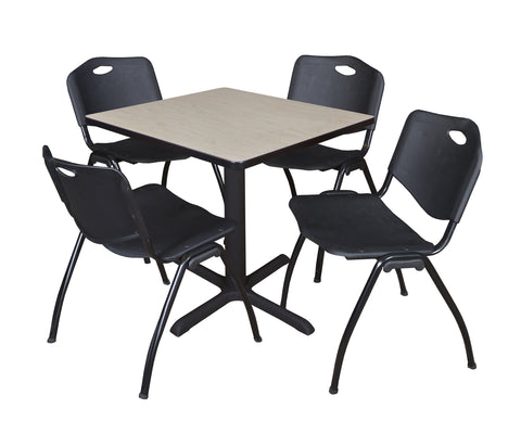Regency Cain 30 in. Square XBase Breakroom Table & 4 M Stack Chairs