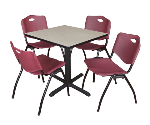 Regency Cain 30 in. Square XBase Breakroom Table & 4 M Stack Chairs