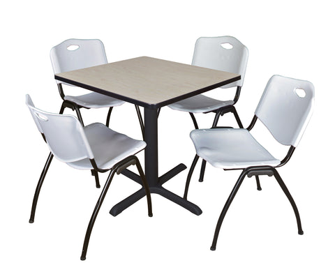 Regency Cain 30 in. Square XBase Breakroom Table & 4 M Stack Chairs