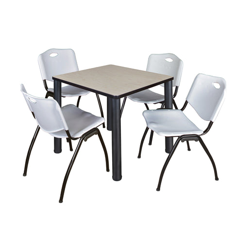 Regency Kee 30 in Square Breakroom Table Top Black Legs 4 M Stack Chairs