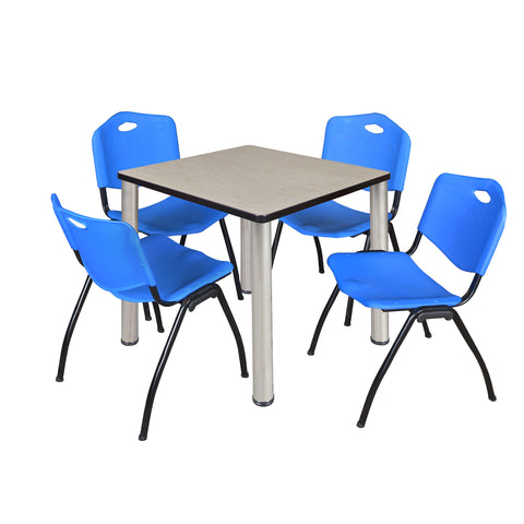 Regency Kee 30 in Square Breakroom Table Top Black Legs 4 M Stack Chairs