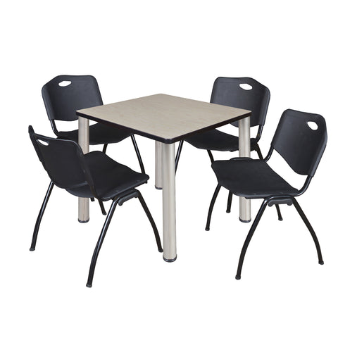 Regency Kee 30 in Square Breakroom Table Top Black Legs 4 M Stack Chairs