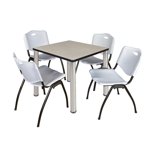 Regency Kee 30 in Square Breakroom Table Top Black Legs 4 M Stack Chairs