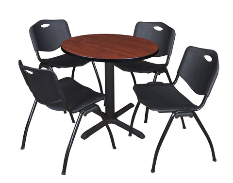 Regency Cain 30 in. Round XBase Breakroom Table & 4 M Stack Chairs