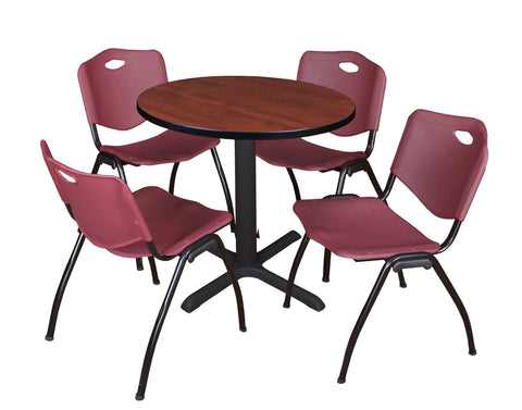 Regency Cain 30 in. Round XBase Breakroom Table & 4 M Stack Chairs