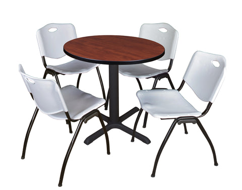 Regency Cain 30 in. Round XBase Breakroom Table & 4 M Stack Chairs