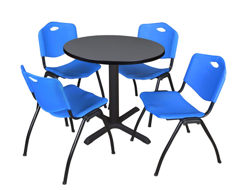 Regency Cain 30 in. Round XBase Breakroom Table & 4 M Stack Chairs