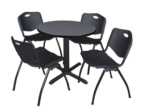 Regency Cain 30 in. Round XBase Breakroom Table & 4 M Stack Chairs