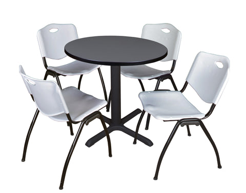 Regency Cain 30 in. Round XBase Breakroom Table & 4 M Stack Chairs