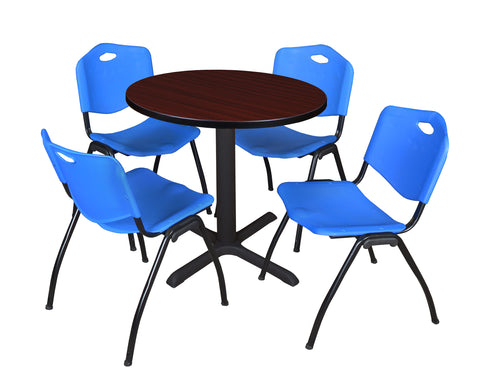 Regency Cain 30 in. Round XBase Breakroom Table & 4 M Stack Chairs